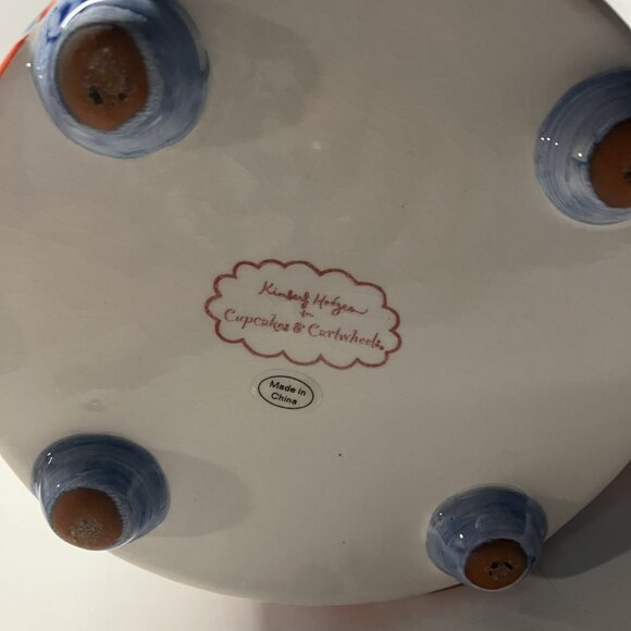 Kimberly Hodges Cupcakes & Cartwheels Cottagecore Ceramic Footed Pitcher 9" Tall - Picture 4 of 6